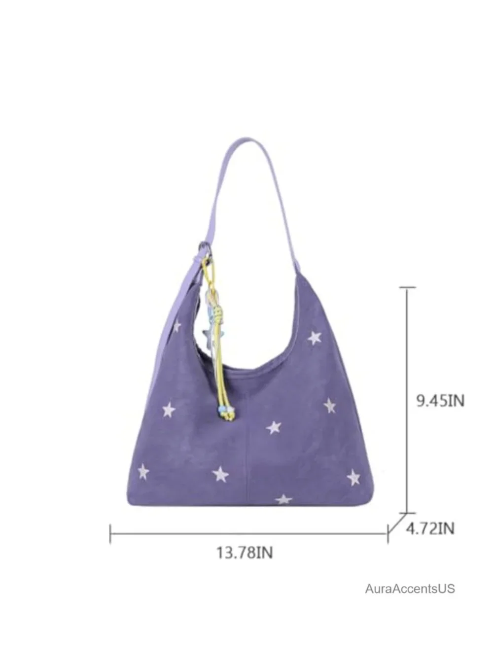 Soft Faux Leather Hobo Shoulder Crossbody Bag Star Embroidered Slouchy Y2k Tote